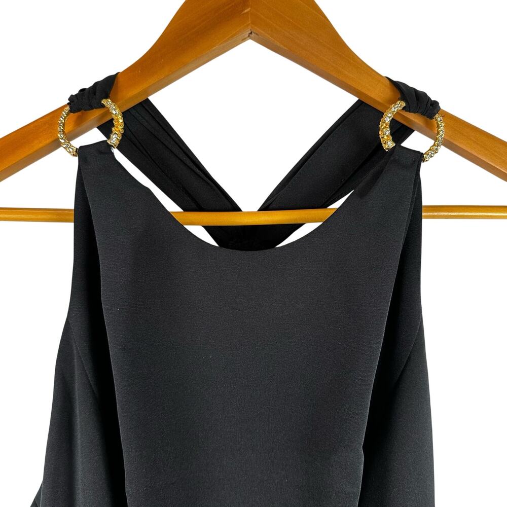 Viintage Lady's Image Black Halter Long Maxi Evening Dress Womens Size 4